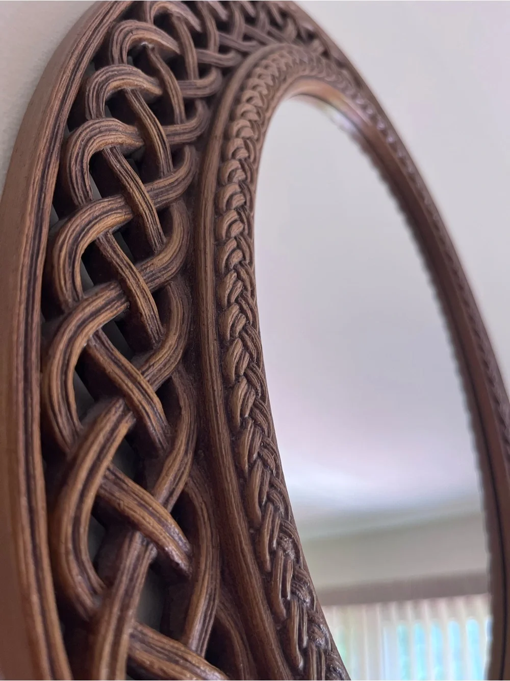 Homco Vintage Faux Wood Woven Oval Mirror